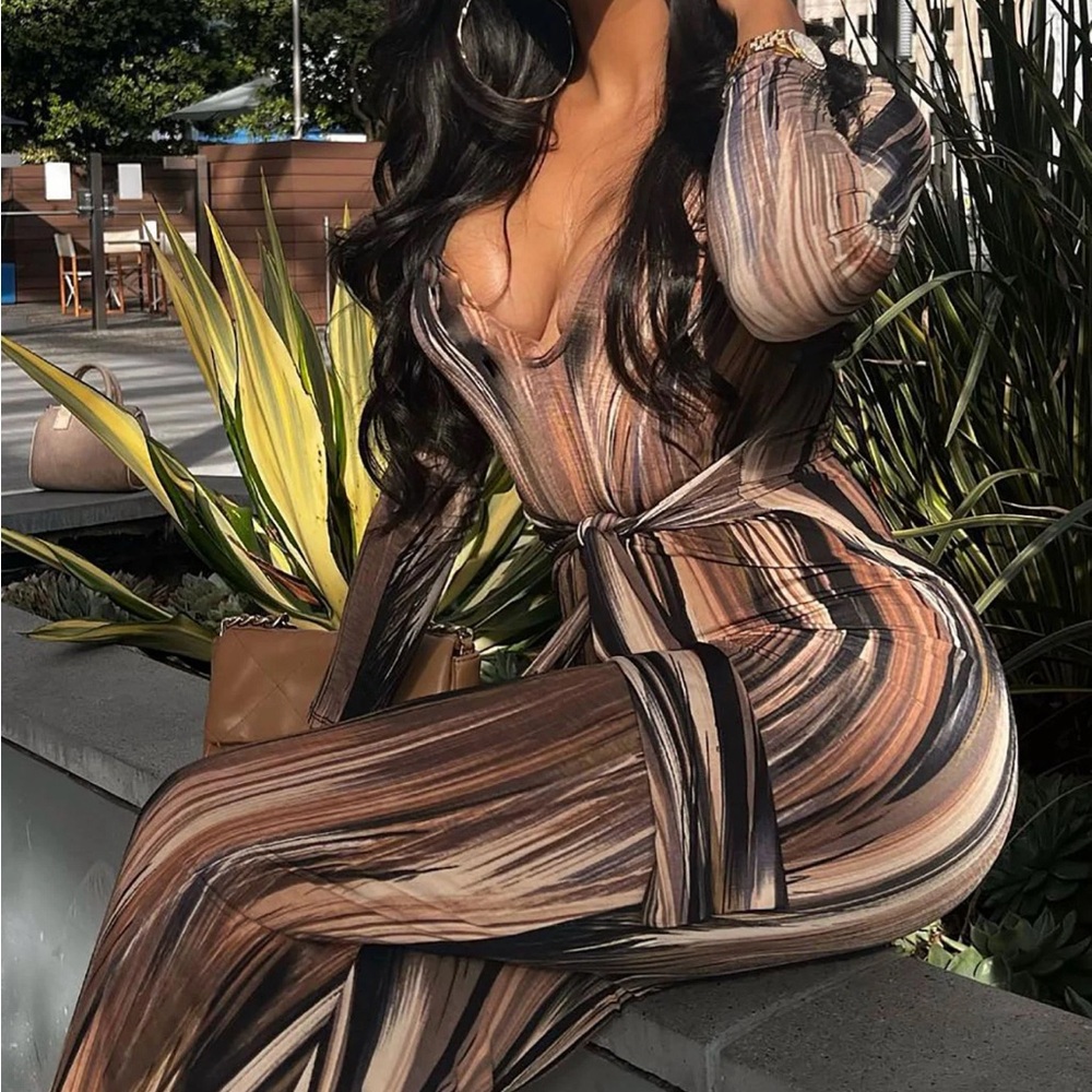 Fashion Nova Brown and Black Maxi Dress
